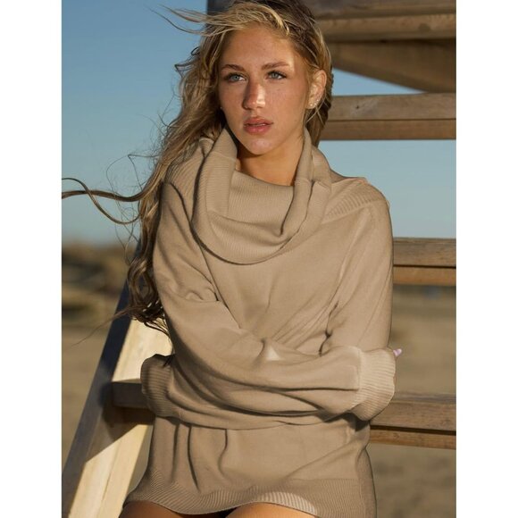 Women's Oversized Off Shoulder Sweater Knit Top Long Lantern Sleeves Fall - Picture 5 of 6